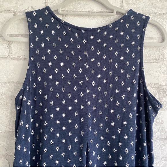 J. Jill Sleeveless Flare Dark Blue White Abstract Print Mini Dress Size … - Picture 6 of 13